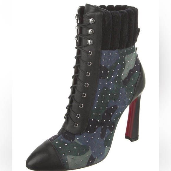 Christian Louboutin Studded Suede Booties - Picture 1 of 5